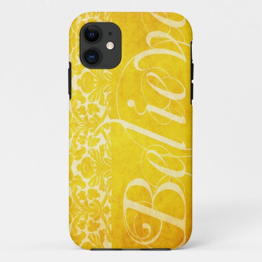  geloof Geel Damask Hoesje iPhone 5 Hoesje (Achterkant)