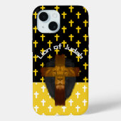 Geloof Geel Zwart Wit Kruis Leeuw van Juda Case-Mate iPhone Case (Achterkant)