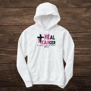 Geloof-geïnspireerde 'Heal Cancer' Pink Ribbon en Hoodie