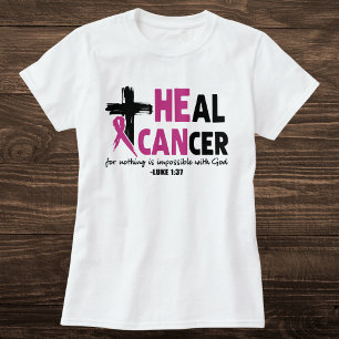 Geloof-geïnspireerde 'Heal Cancer' Pink Ribbon en  T-shirt