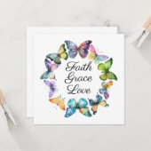 Geloof, genade en liefde met vlinders kaart (Voorkant / Achterkant in situ)