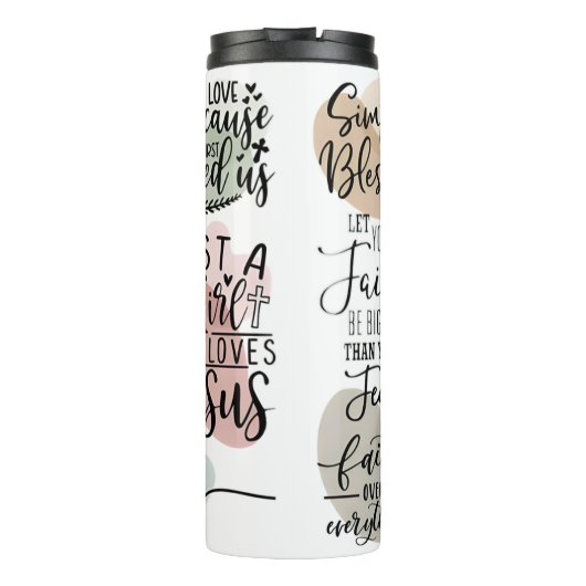 Geloof: gezegend, vergeven, over angst thermosbeker (Achterkant)