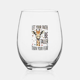 Geloof Giraffe Inspirerend Vintage Shirt Ontwerp_1 Wijnglas Zonder Voet