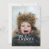 Geloof | Glitz Faux Glitter Photo Overlay Feestdagenkaart (Voorkant)