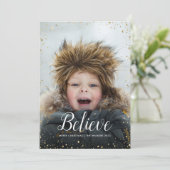 Geloof | Glitz Faux Glitter Photo Overlay Feestdagenkaart (Staand voorkant)