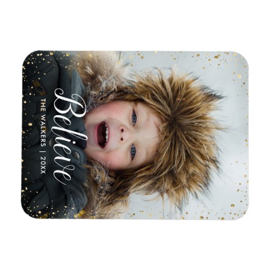 Geloof | Glitz Faux Glitter Photo Overlay Magneet (Horizontaal)