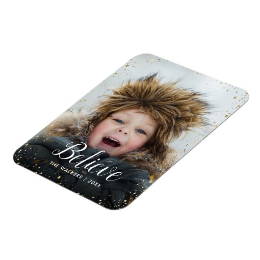 Geloof | Glitz Faux Glitter Photo Overlay Magneet (Linkerzijde)