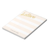 Geloof Gold Faux Folie Peach Stripes Custom Name Notitieblok (Linkerzijde)