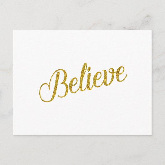 Geloof Gold Faux Glitter Metallic Inspirerend Briefkaart (Voorkant)