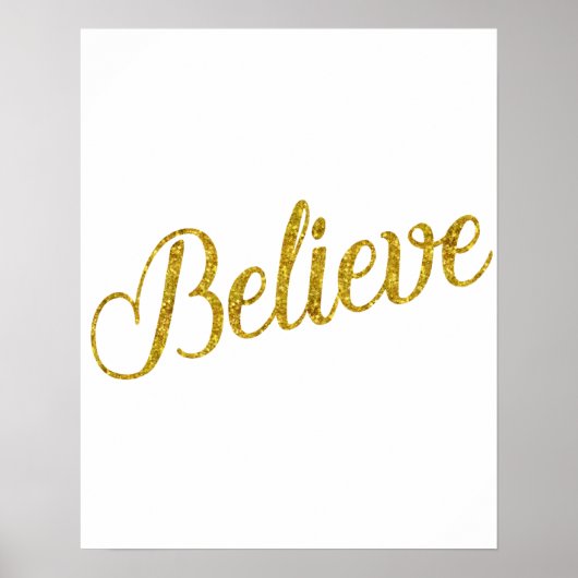 Geloof Gold Faux Glitter Metallic Inspirerend Poster (Voorkant)