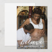 Geloof Gold Glitter-kerstfeestfoto Feestdagenkaart (Voorkant / Achterkant)