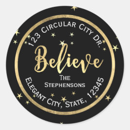 Geloof Gold Stars Kerst retour adres label