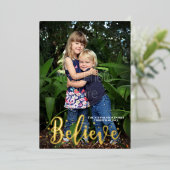 Geloof Gold Stars kerstfoto-feestdag Folie Feestdagenkaart (Staand Voorkant)