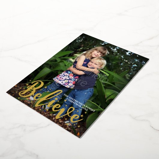 Geloof Gold Stars kerstfoto-feestdag Folie Feestdagenkaart (Gedraaid)