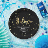 Geloof Gold Stars Kerstmis Papieren Bordje (Feest)