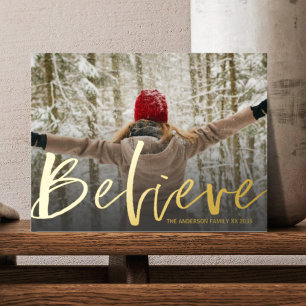 Geloof Goud Schrift Foto Kerstmis Folie Feestdagen Briefkaart
