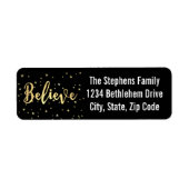 Geloof Goud Schrijven Kerstmis Retouradres Etiket (Voorkant)