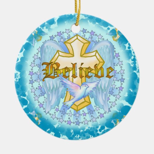 Geloof Gouden Christelijk Kruis Ornament (Voorkant)