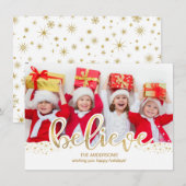 Geloof Gouden Folie Effect Kerstvakantie Foto Feestdagenkaart (Voorkant / Achterkant)
