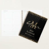 Geloof Gouden Glitter 2024 Monogram Naam Zwart Planner (Display)