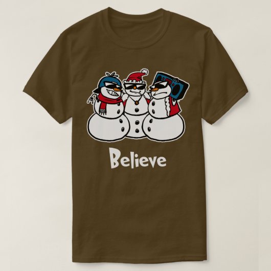 Geloof Grappige Kerstmis Sneeuwmies Tshirt Jongen (Design voorkant)