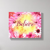 Geloof grillige bloem roze rood geel canvas afdruk (Voorkant)