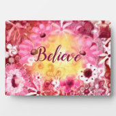 Geloof grillige bloem roze rood geel fotoplaat (voorkant)