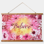 Geloof grillige bloem roze rood geel hangend wandkleed (Voorkant)