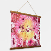 Geloof grillige bloem roze rood geel hangend wandkleed (Gebogen)