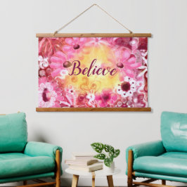 Geloof grillige bloem roze rood geel hangend wandkleed