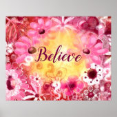 Geloof grillige bloem roze rood geel poster (Voorkant)