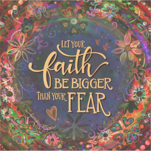 Geloof Groter dan angst Floral Inspirivity Sticker (Voorkant)