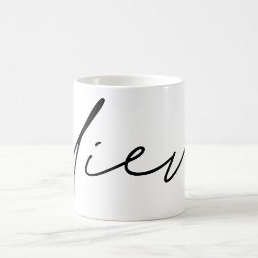 Geloof handgeschreven scripttypografie koffiemok (Center)