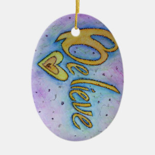 Geloof Heart Word Art Holiday Gift Ornament