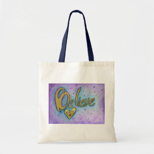 Geloof Heart Word Art Inspirerend Canvas tassen