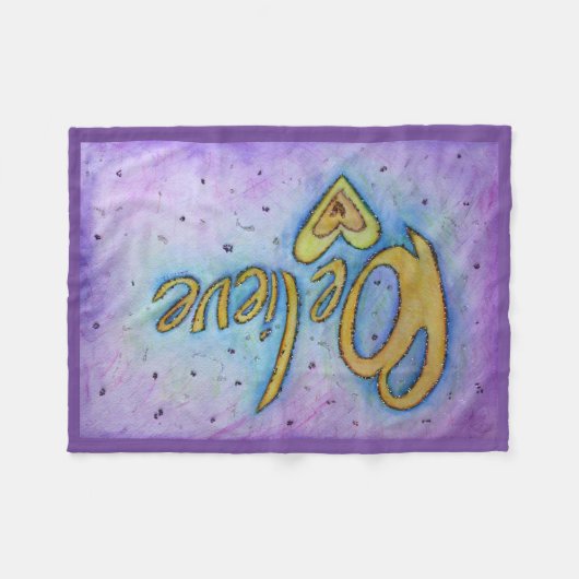 Geloof Heart Word Art Soft Fleece Chemo Blanket (Voorkant (Horizontaal))