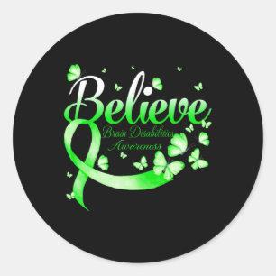 Geloof Hersenen Disabilities Awareness Butterfly Ronde Sticker