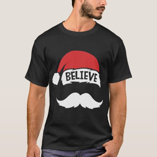 Geloof het citaat op de Santa Hat Mustache familie T-shirt (Voorkant)