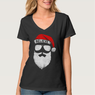 Geloof het citaat op Santa Hat Mustache Family Reu T-shirt