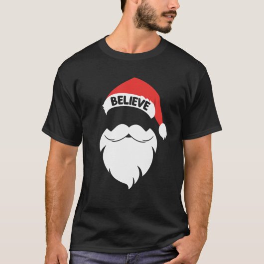 Geloof het citaat op Santa Hat Mustache Family Reu T-shirt (Voorkant)