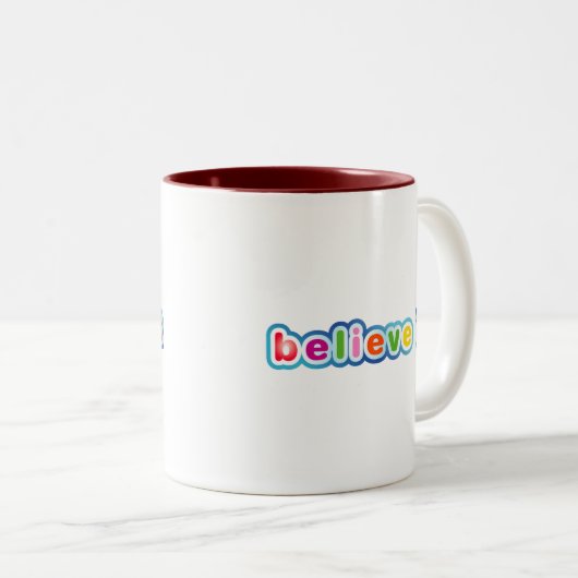 Geloof het (gekleurd) tweekleurige koffiemok (Voorkant rechts)
