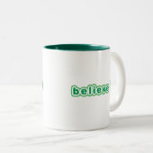 Geloof het (groen) tweekleurige koffiemok (Voorkant rechts)