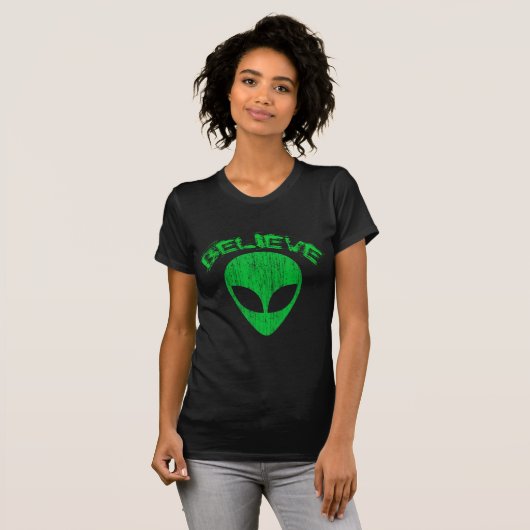 GELOOF - HET GROENE ALIEN HOOFDONTWERP T-SHIRT (Voorkant volledig)