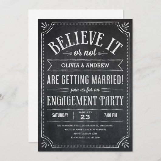 Geloof het of niet de Uitnodigingen van de Partij (Voorkant / Achterkant)