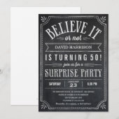 Geloof het of niet, verras verjaardagsuitnodiginge kaart (Voorkant / Achterkant)