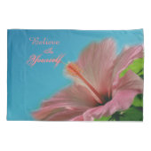 Geloof Hibiscus Flower Inspirerend Quote Kussensloop (Achterkant)