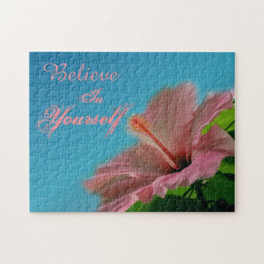 Geloof Hibiscus Flower Inspirerend Quote  Legpuzzel (Horizontaal)