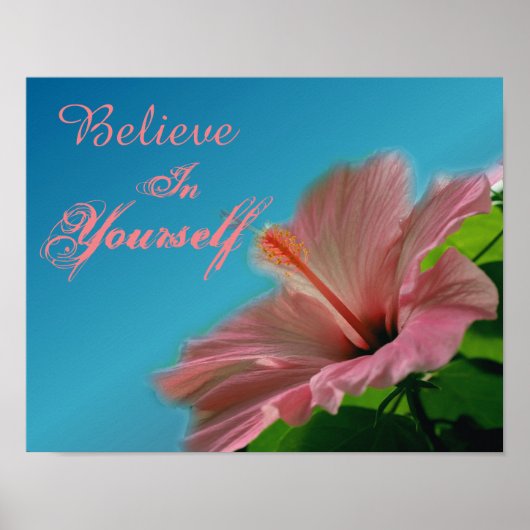 Geloof Hibiscus Flower Inspirerend Quote Poster (Voorkant)