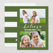Geloof Holiday 2-fotokaart | Groen Feestdagenkaart (Voorkant / Achterkant)