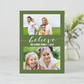 Geloof Holiday 2-fotokaart | Groen Feestdagenkaart (Staand voorkant)